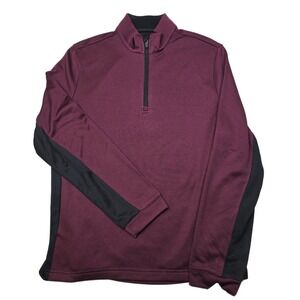 PGA Tour Thermal Golf Pullover Mens Small Burgundy Red 1/4‎ Zip Long Sleeve NEW